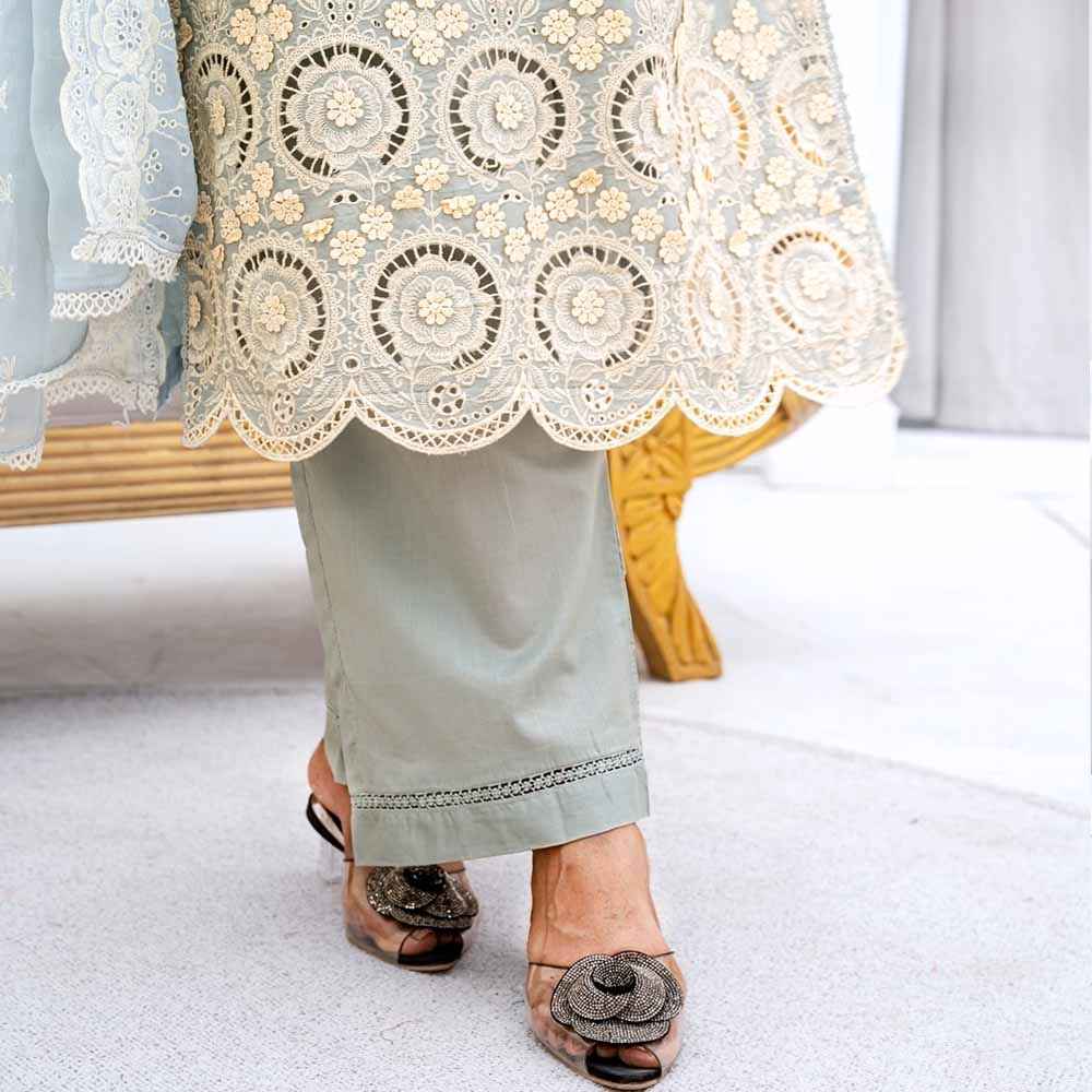 Soft Sage Embroidered Outfit - Sami Fabrics