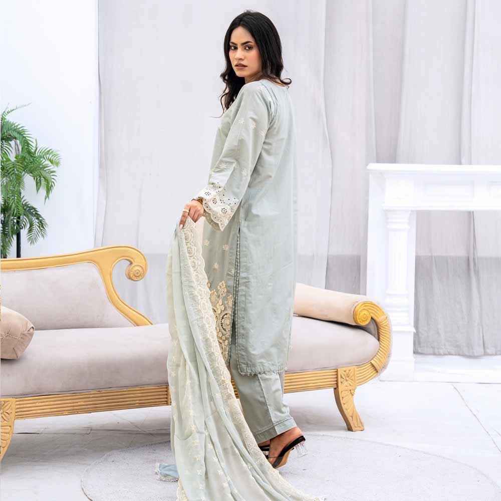 Soft Sage Embroidered Outfit - Sami Fabrics