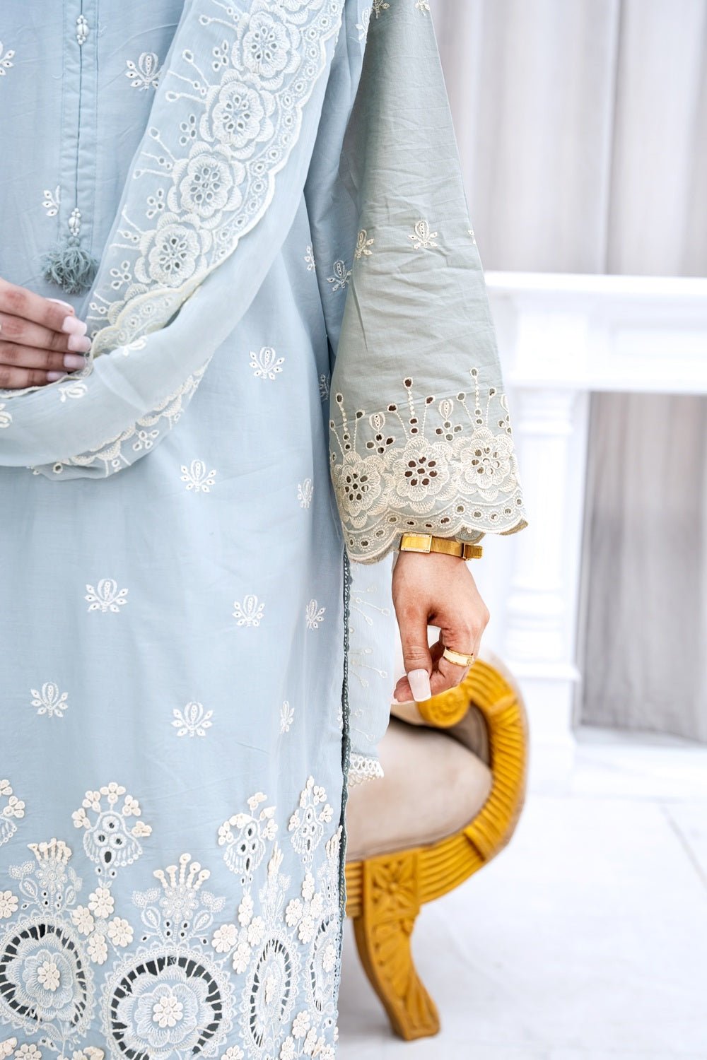 Soft Sage Embroidered Outfit - Sami Fabrics