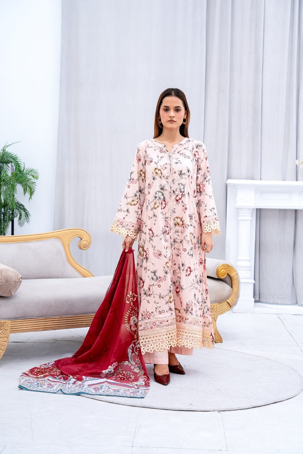 Spring Blossom Lawn Suit - Sami Fabrics